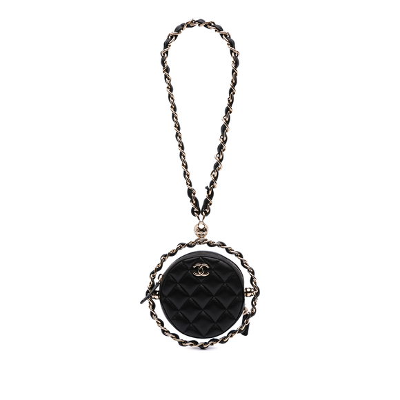 Pre-Loved Chanel CC Quilted Lambskin Round Chain Around Clutch With Chain - Picture 1 of 10